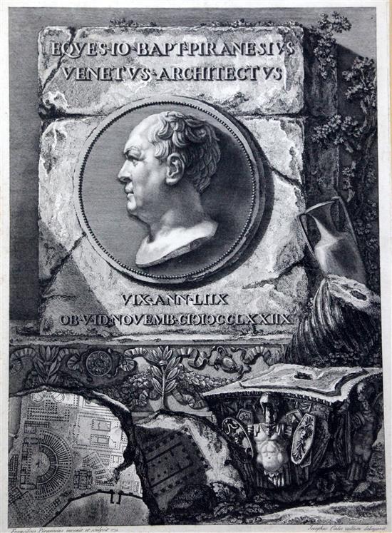 Francesco Piranesi (1758-1810) Title page Equesio Bapt Piranesius Venetus Architectus, 1779, 17 x 12.5in.